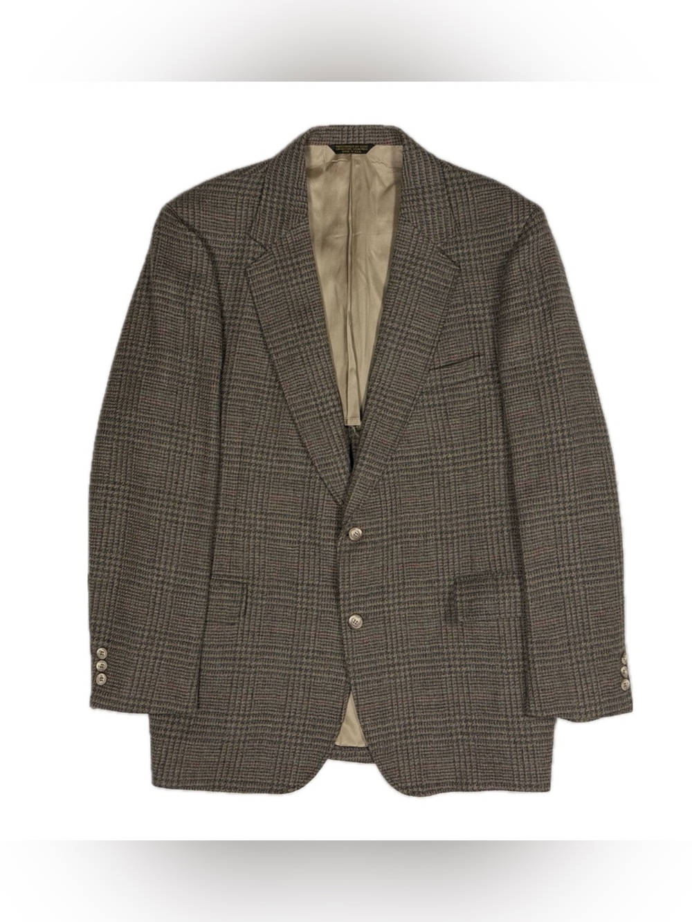 Vtg Shefford Union USA Pure Wool Brown Houndstooth Glen Check Sport Coat Men 46L